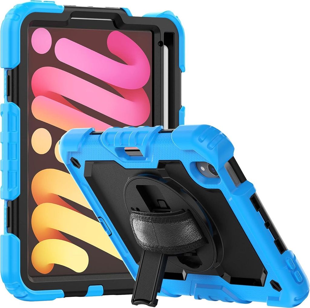 Tasche für iPad Mini 6 8.3" mit Ständer und Schultergurt Blau