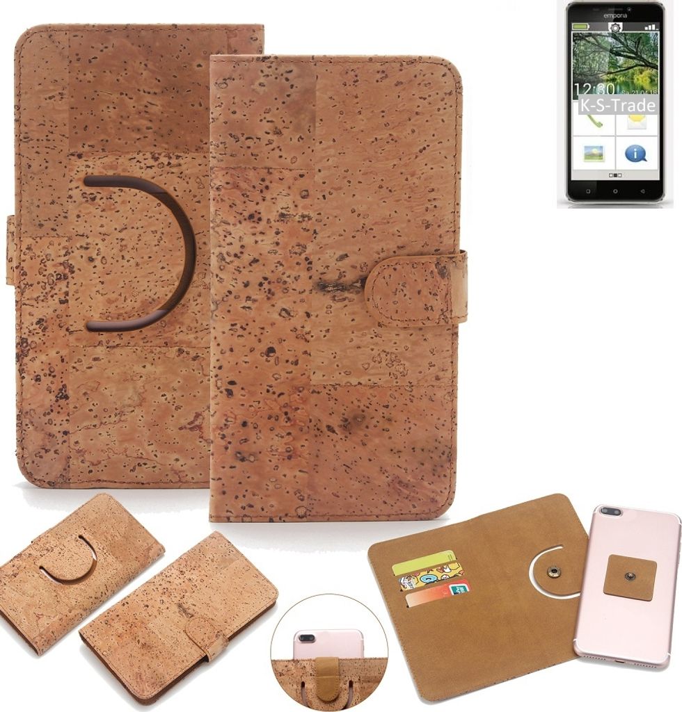 K-S-Trade Handy Hülle Schutz Hülle kompatibel mit Emporia SMART.2 Handyhülle Schutzhülle Korkhülle Kork-Hülle 1x