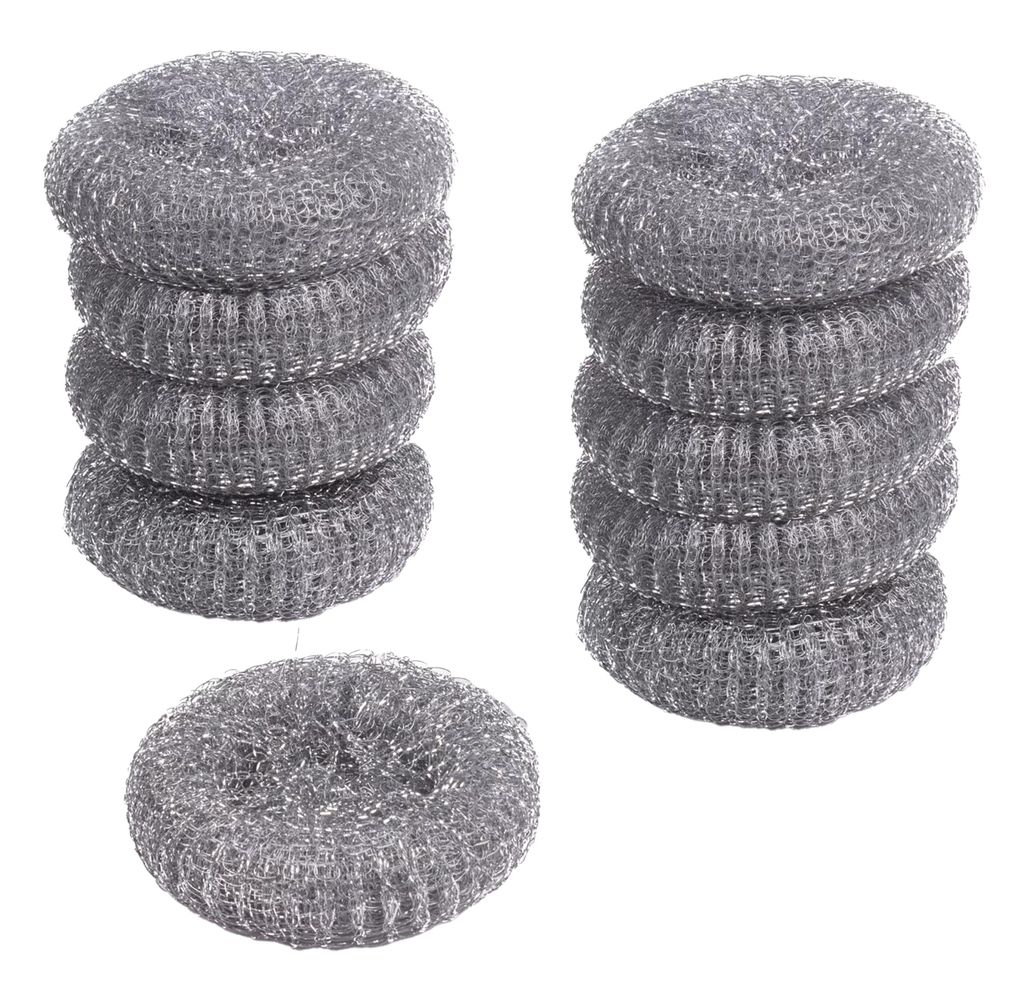 10x STAHLSCHWAMM aus Edelstahl Topfkratzer Topfschwamm Produktbild 