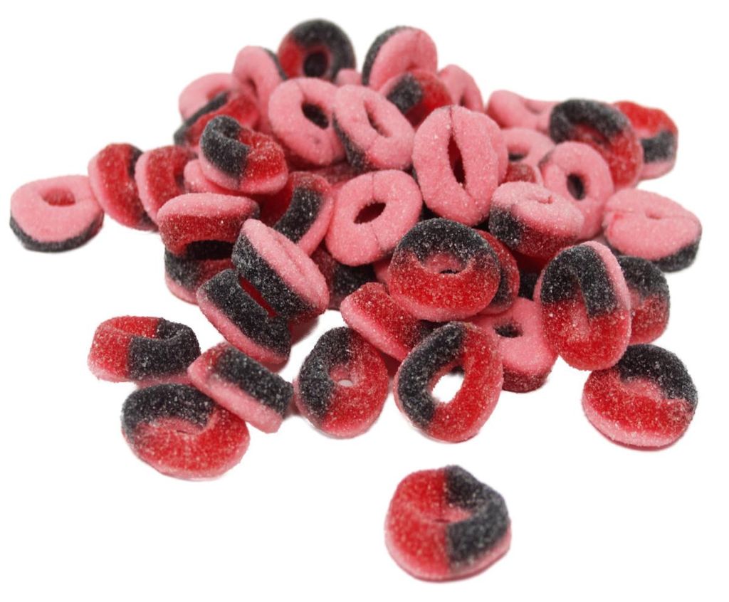 Fruchtgummi schwarze Johannisbeer Ringe süß sauer gezuckert Produktbild 