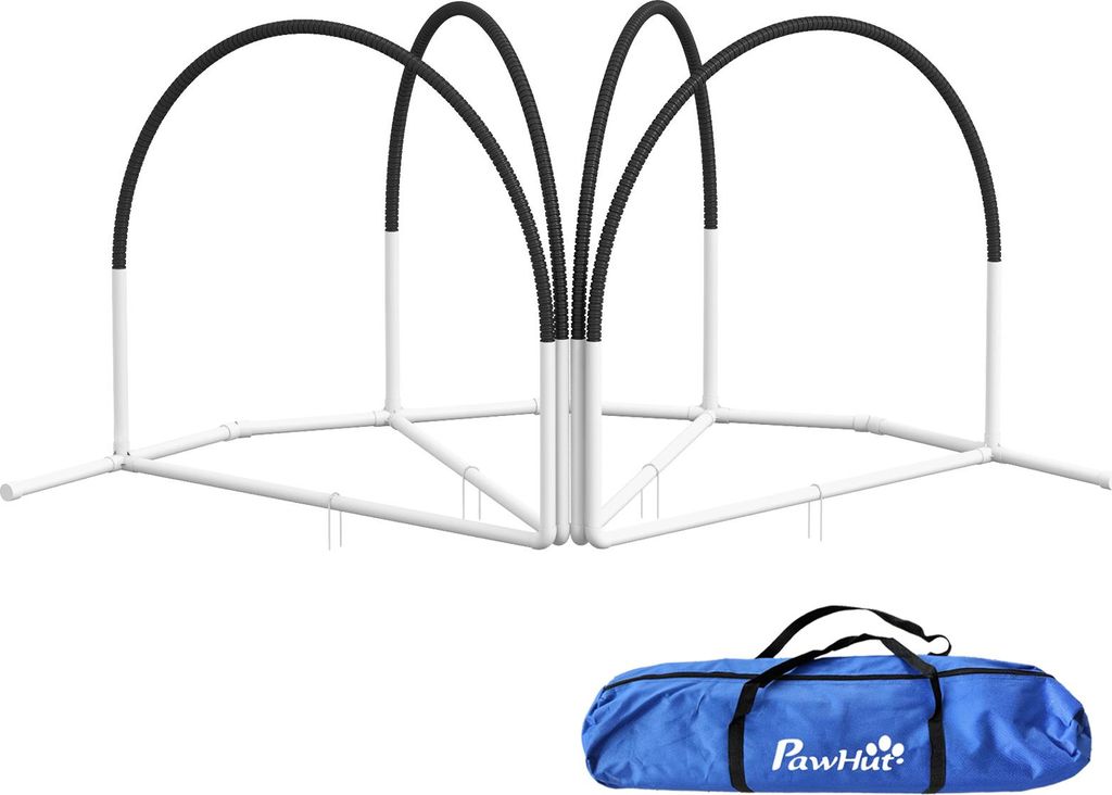 Hunde-Agility-Set Hundetrainingszubehör Agility-Set, 4 Teile, 89 x 69 x 99 cm, Weiß + Schwarz