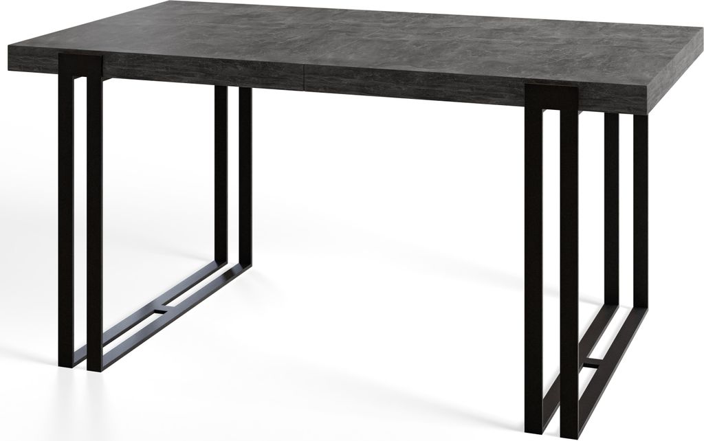 Alpi Moebel, Rechteckiger Esstisch Rosa, Modern Ausziehbarer Tisch 160-260x90x77 cm, Dunkelgrau mit Schwarz Metallbeinen