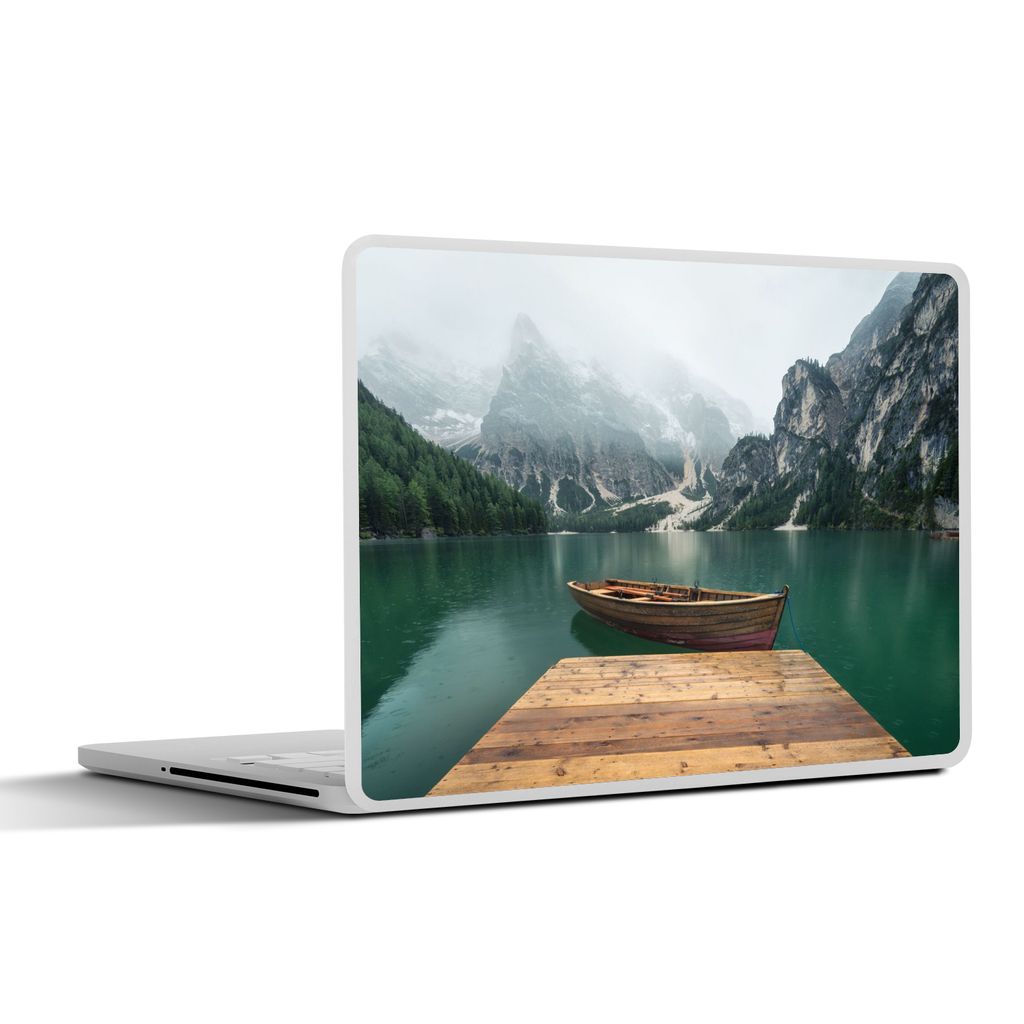 MuchoWow Laptop Aufkleber Sticker Cover Nebel - Schnee - Berg - Boot 36.5x27.5 cm - Laptop-Sticker