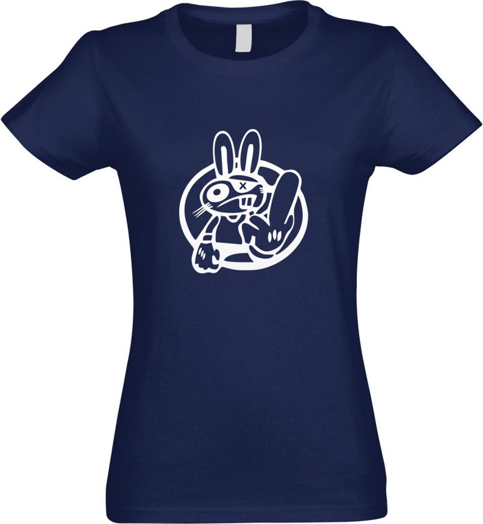 Kiwistar - T-Shirt tailliert - Damen - Navy - Drift Rabbit - mit Motiv Bedruckt - Funshirt Design - Sport - Freizeit - Damen - M