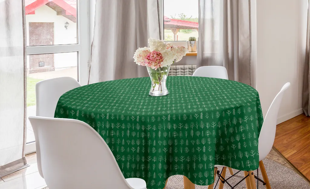 Tovaglia Rotonda Antimacchia 150 cm ABAKUHAUS Verde Bosco per Cucina