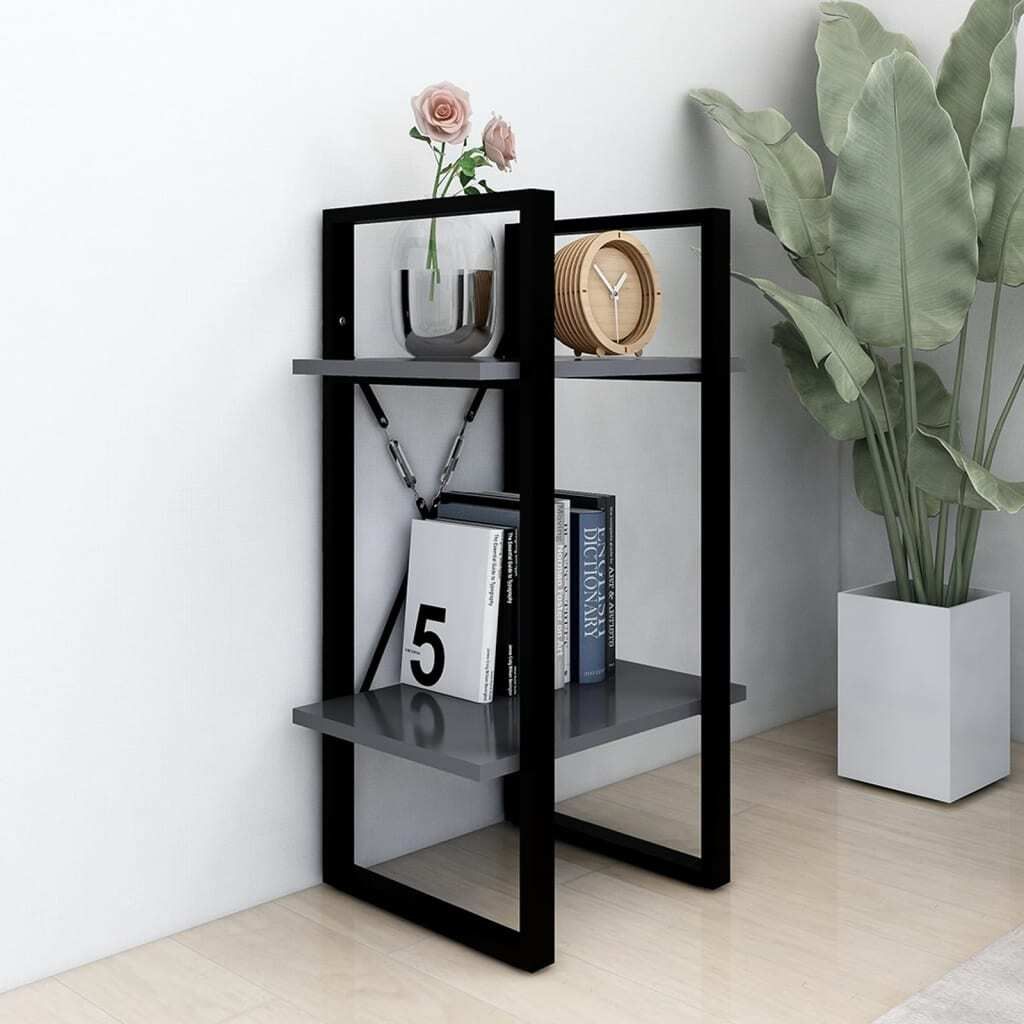 "Rabatt 2026" Bücherregal 1PC - Leiterregal/Leiterregal - 2 Fächer Grau 40x30x70cm Holzwerkstoff - Bücherregale langlebig1647