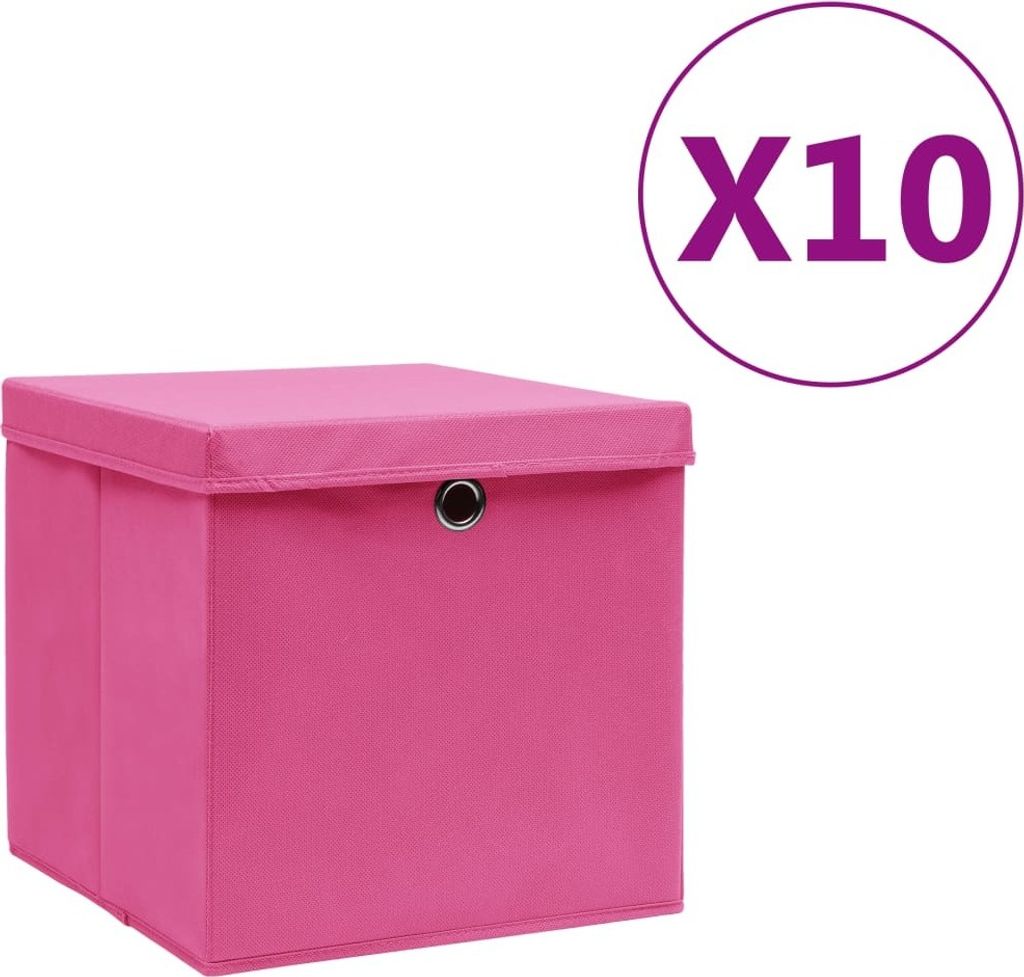 Aufbewahrungsboxen mit Deckeln 10 Stk. 28x28x28 cm Rosa