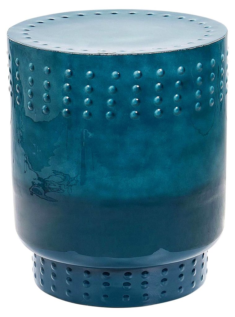 Runder Beistelltisch aus Metall in Blau mit Farbverlauf, 41 cm