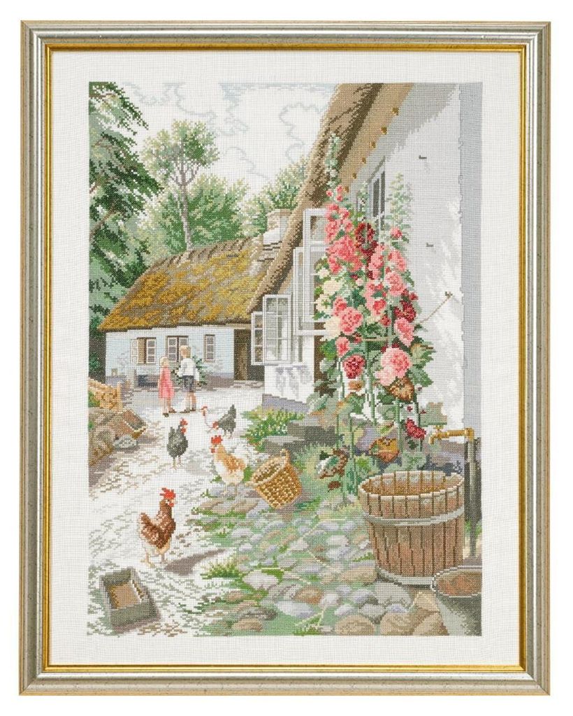 Eva Rosenstand Kreuzstich Set "Stockrosen", Zählmuster, 49x64cm
