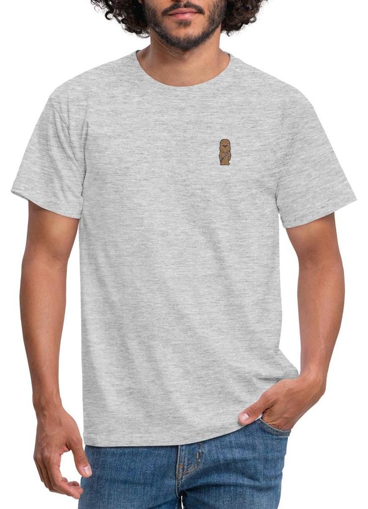 Star Wars Chewbacca Chestprint Männer T-Shirt, M, Grau meliert