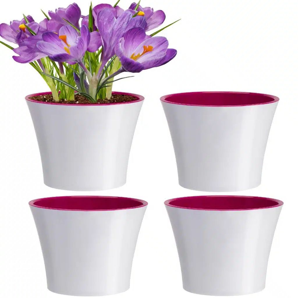 Santino Arte Pflanztöpfe 4er-Set Ø 16.5 cm, H 15 cm Weiß/Violett