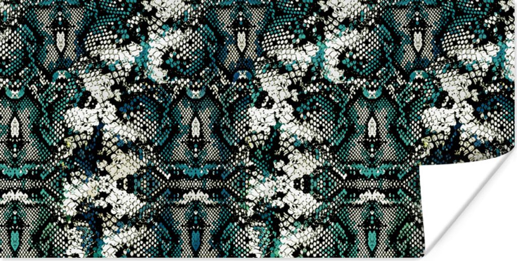 MuchoWow Poster Tiermuster - Türkis - Weiß 160x80 cm - Foto Poster