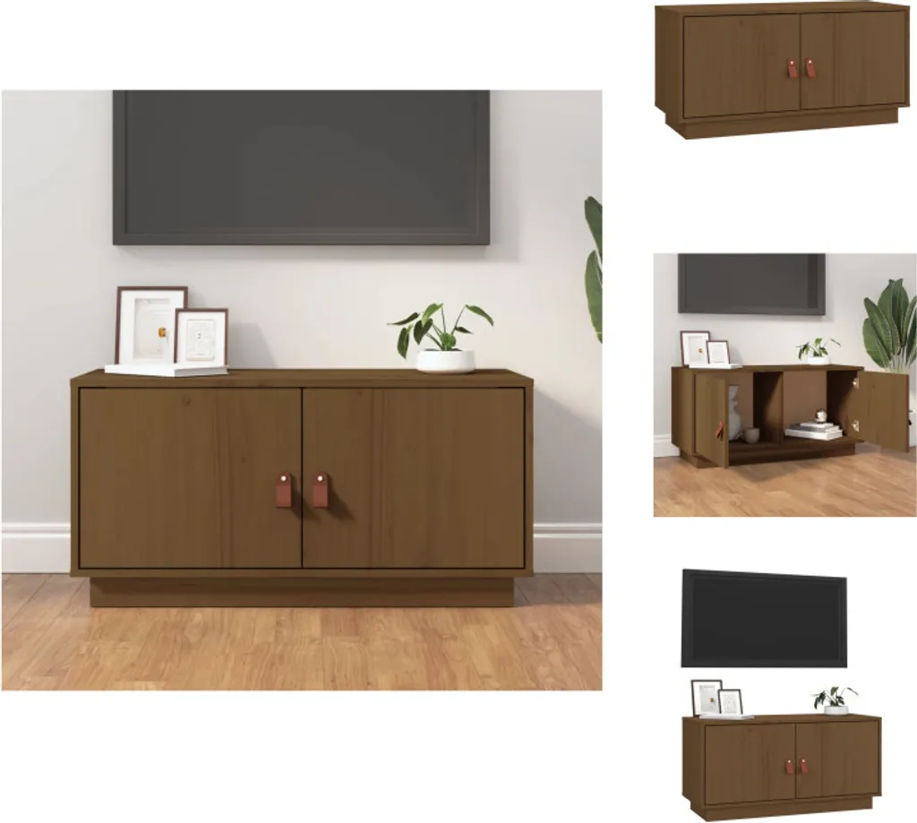 Mobile TV vidaXL Legno Pino Massiccio Marrone Miele 80x34x40 cm