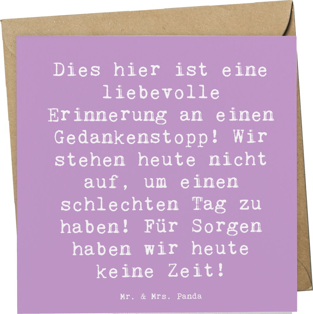 Mr. & Mrs. Panda Glückwunschkarte Spruch Freude Erleben - Lavendeltraum - Geschenk, Grußkarte, Lächeln, keine Sorgen, Gedankenstopp, Klappkarte,...