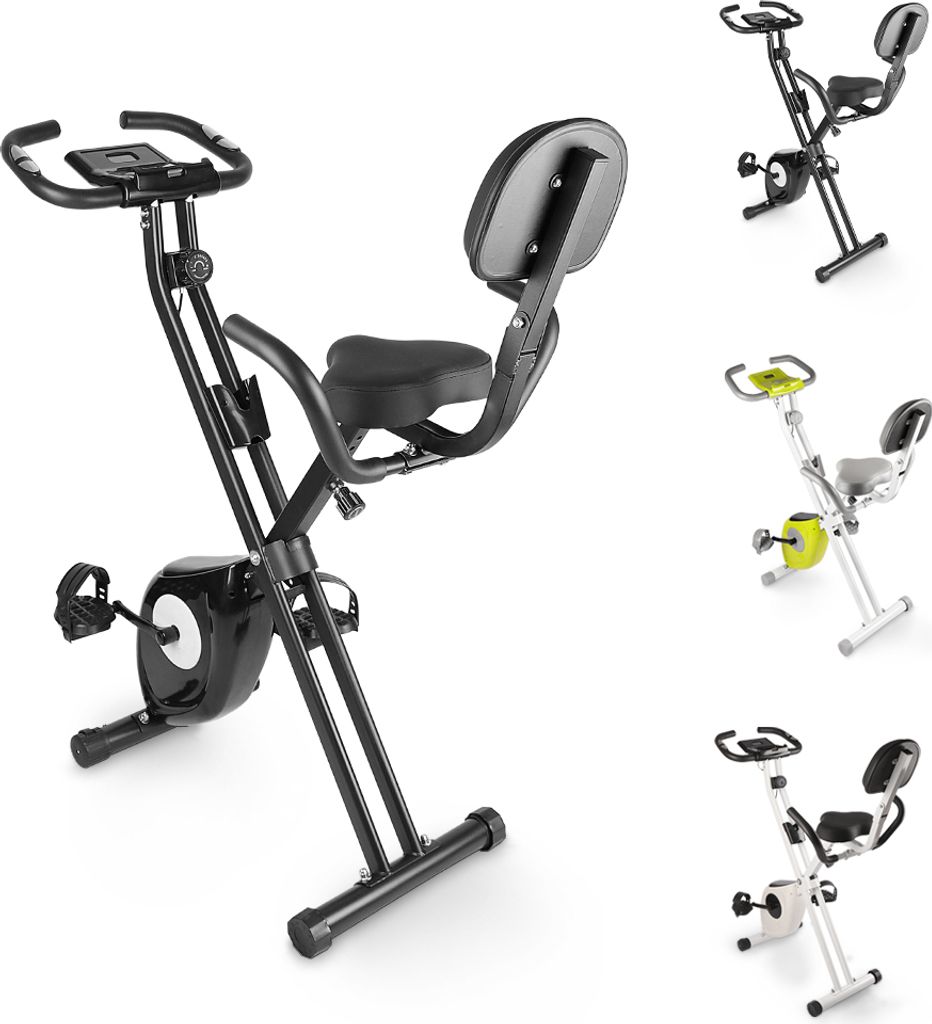 Bigzzia Heimtrainer, Klappbar Heimtrainer, Fahrrad Heimtrainer, Fitnessbike mit Rückenlehne, Ergometer Fitness Fahrrad mit magnetischem Widerstan...