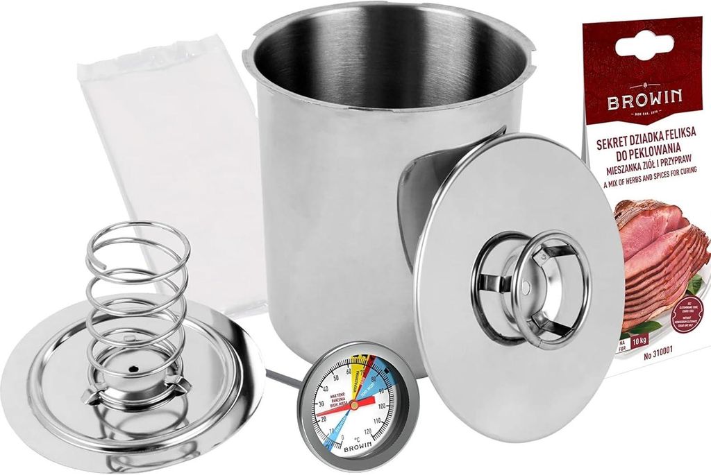 Schinkenkocher Edelstahl Kochschinkenform mit Thermometer Produktbild 