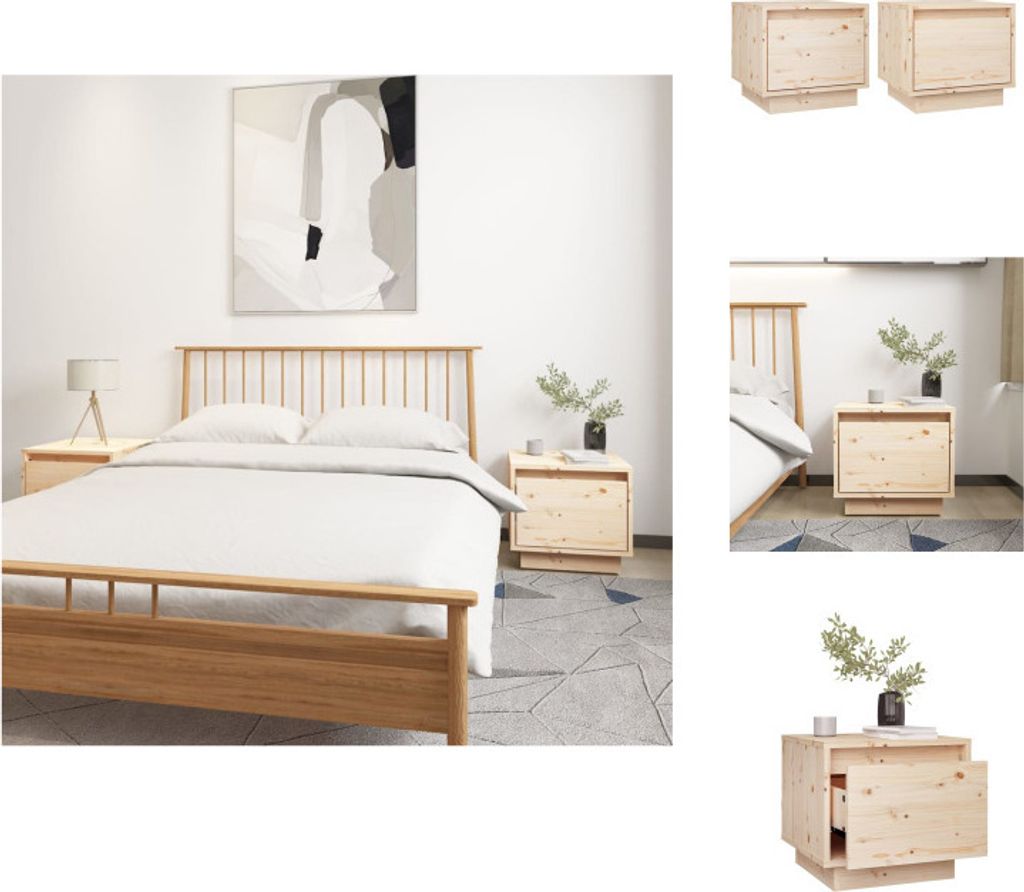 vidaXL Nachttische 2 Stk. 35x34x32 cm Massivholz Kiefer - Nachttische