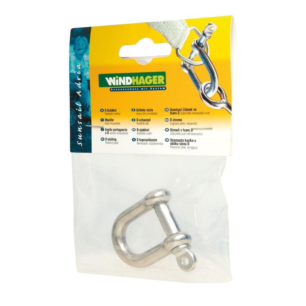 Windhager 10894 D-Schäkel, Edelstahl, Zubehör für Sonnensegel, silber (1 Stück)