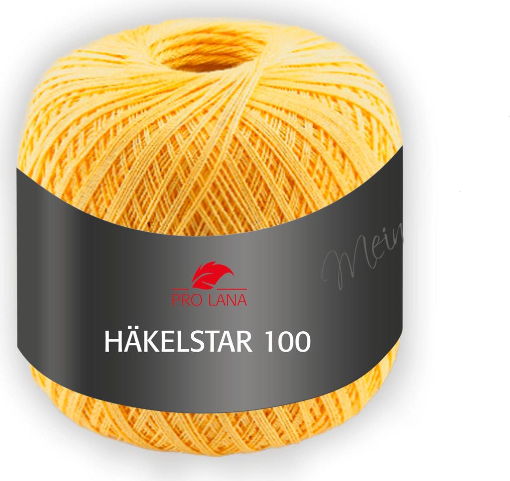 Pro Lana Häkelstar 100,100g,100% Baumwolle,Filethäkelgarn,566m LL, NS 1,5-2 mm 22 gelb