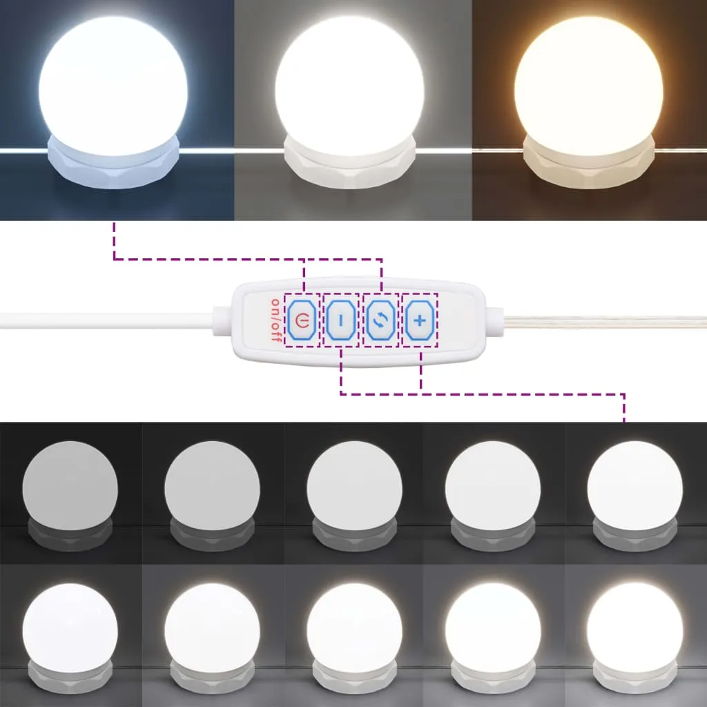 Meuble Coiffeuse LED Gris Béton 90 cm avec Miroir et Finition Composite - 18