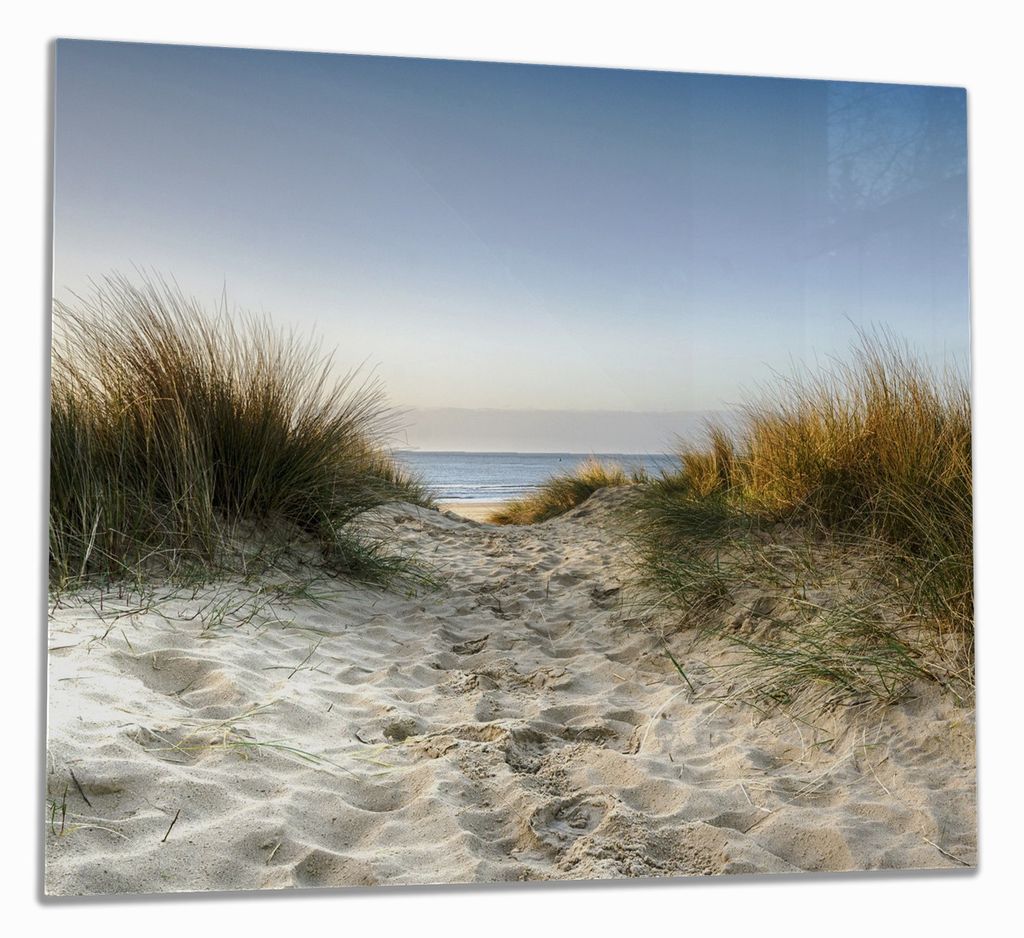 Wallario Herdabdeckplatte aus Glas, Größe 60 x 52 cm 1-teilig, Motiv Weg durch die Dünen zum Strand am Meer