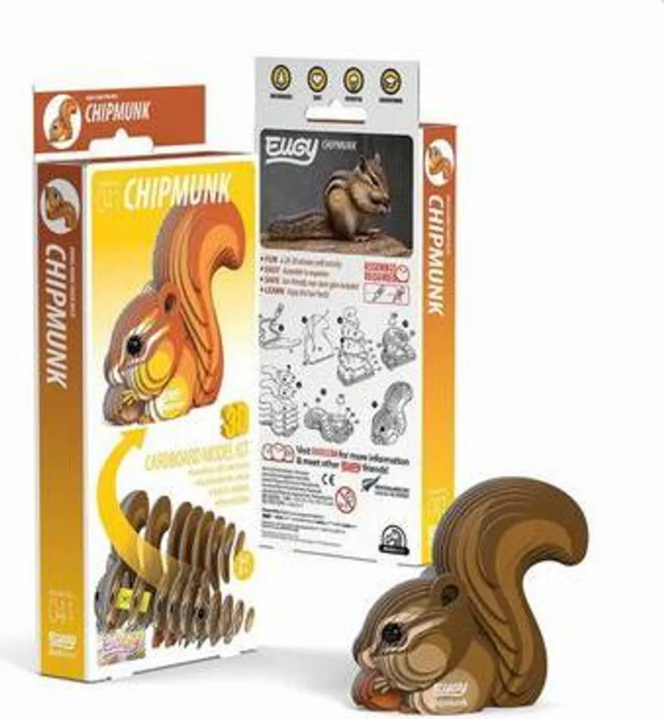 Écureuil EUGY 3D - Figurine en carton à assembler sans outils 10cm