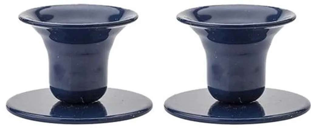 Bougeoirs métalliques colorés bleu foncé, lot de 2, fer robuste 23mm