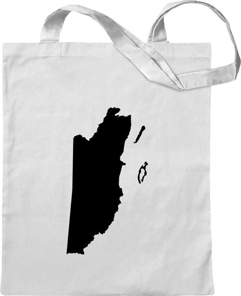 Kiwistar - Baumwolltasche - weiss - Belize Umriss Kontur - Tragetasche Stoffbeutel Umhängetasche Langer Henkel