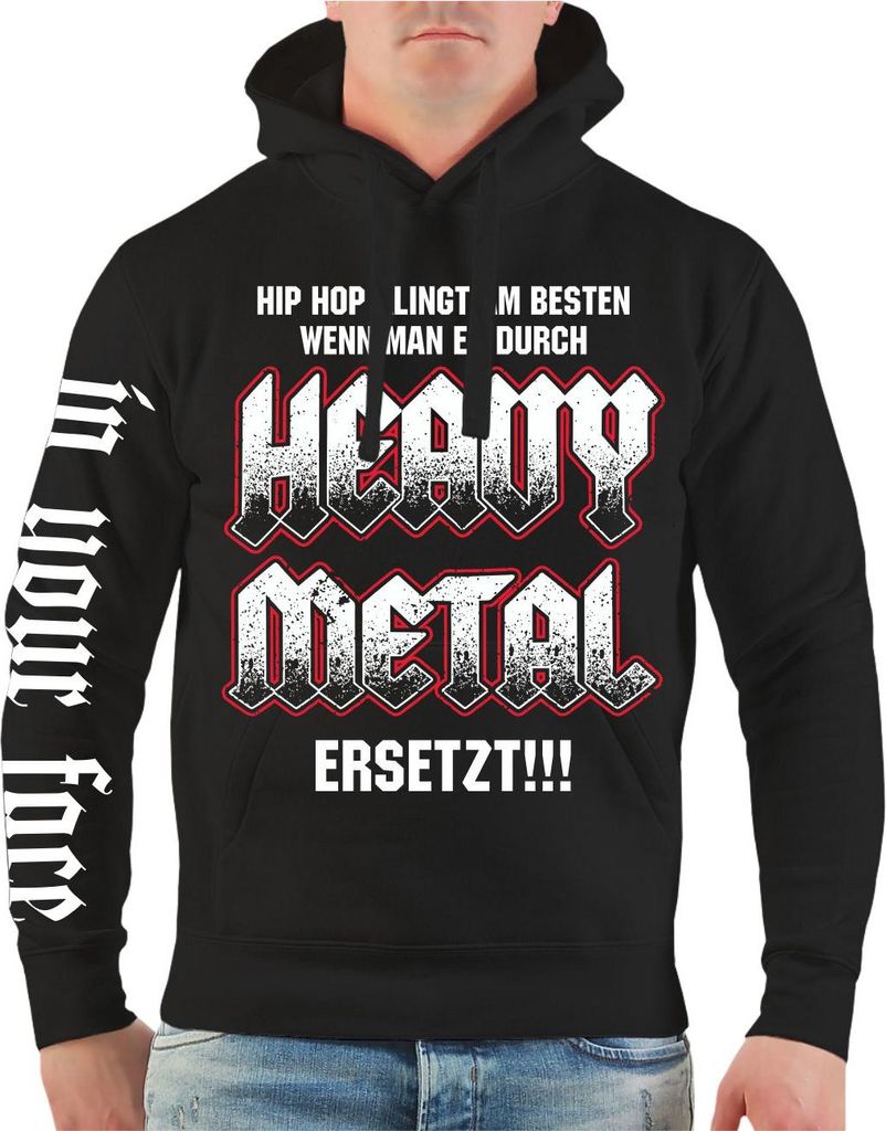 Herren Kapuzenpullover Hip Hop klingt am besten wenn man es durch HEAVY METAL ersetzt