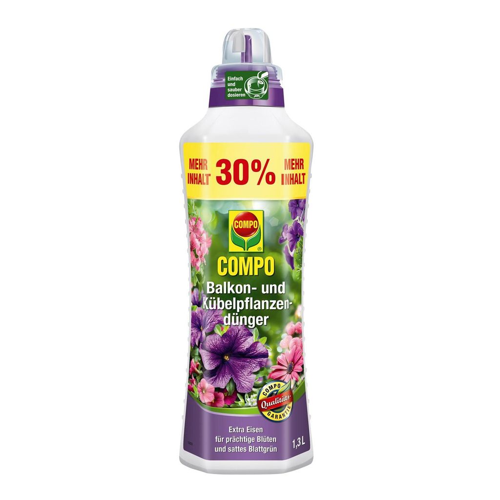 Balkon und Kübelpflanzendünger COMPO 1,3 L mit extra Eisen, Produktbild 