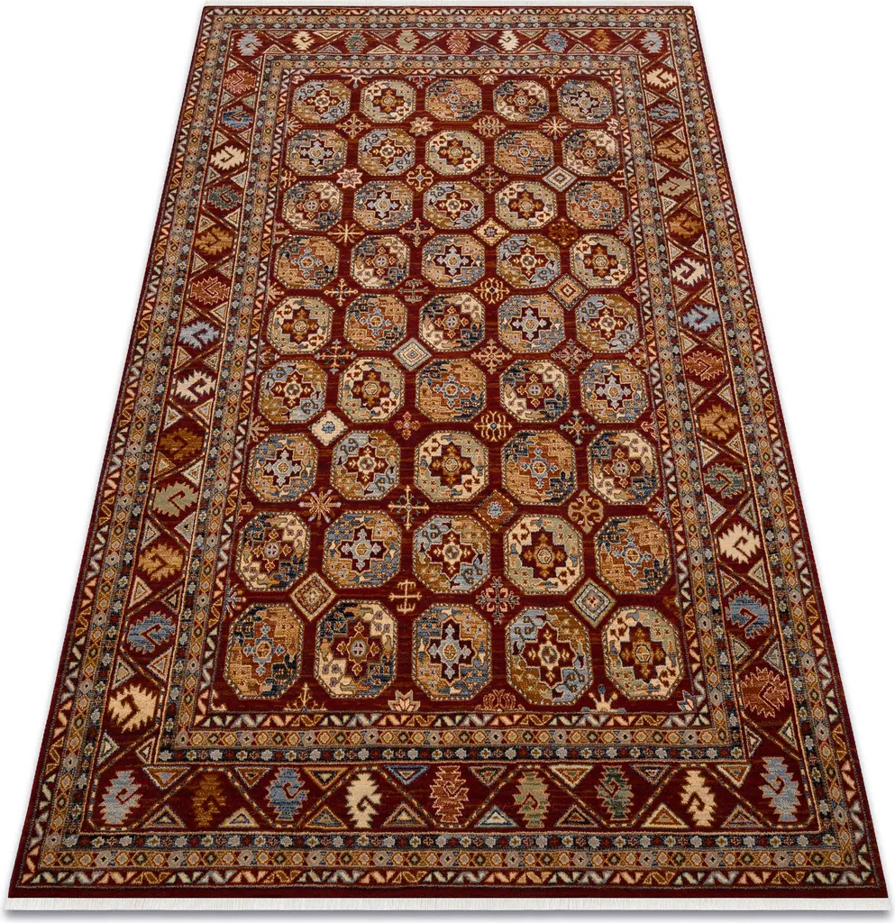 Tapis de Couloir Oriental Keshan Rouge Bordeaux 80x145 cm Laine Douce