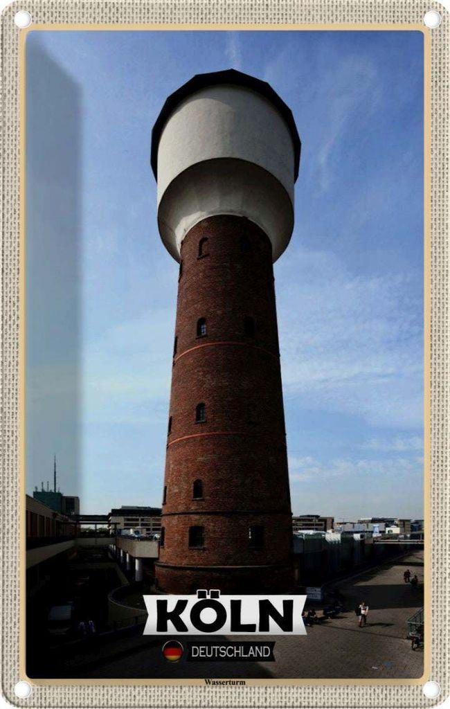 vianmo Blechschild 18x12 cm Köln Wasserturm Bauwerk Bildmotiv Reisemotiv Abenteuer Reisen
