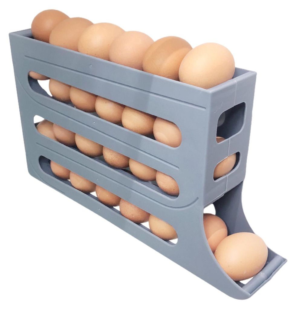 Eier-Aufbewahrungsbox für den Kühlschrank, vier Ebenen, automatisches Rollen, große Kapazität, platzsparend, 30 Eier-Organizer, Eierspender fü...