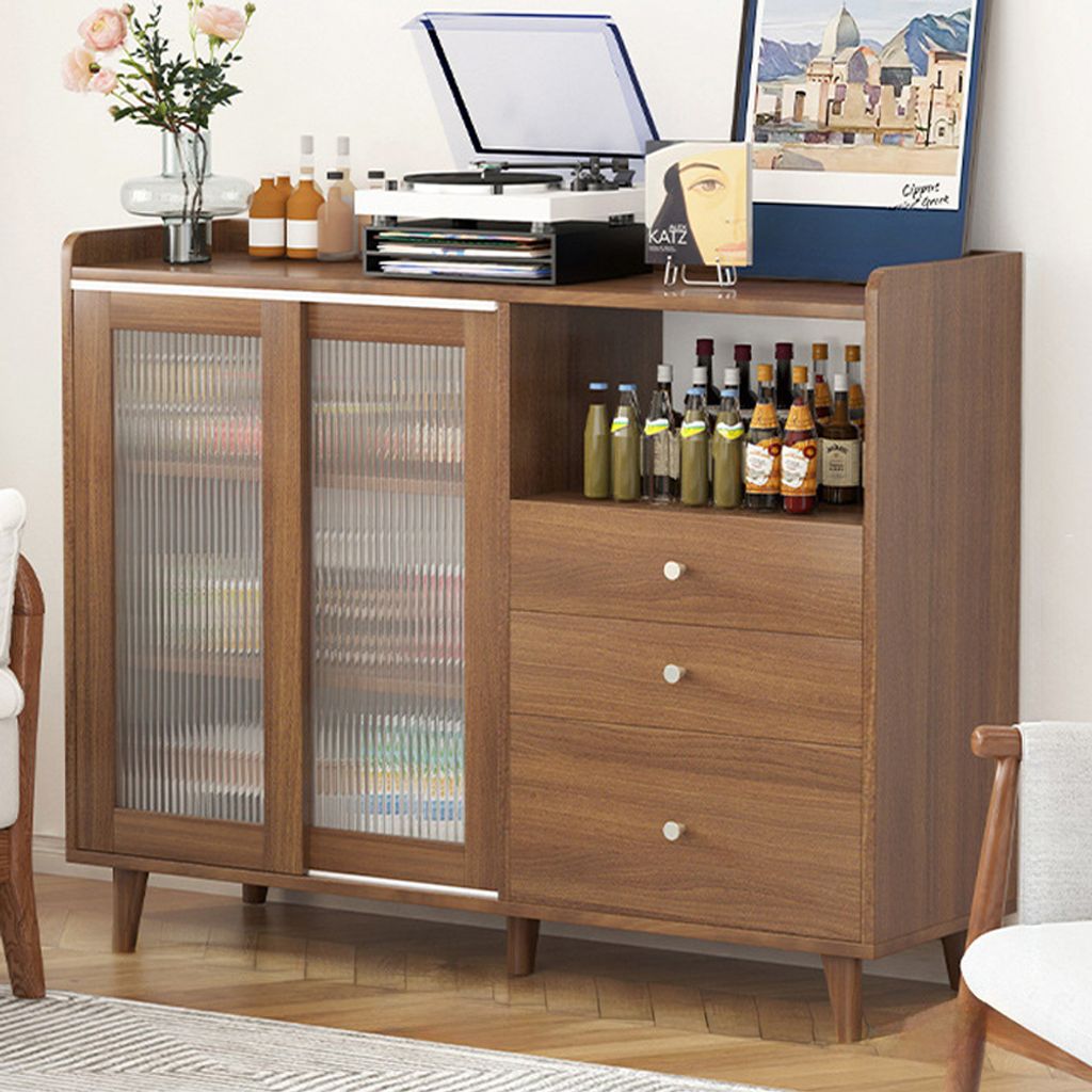 Küchenschrank, Schrank, Buffetschrank, Sideboard, Geschirrschrank, Schrank mit Schiebetüren Dunkelbraun L120 × B36 × H92 cm /csdcfsdf-SZ120/