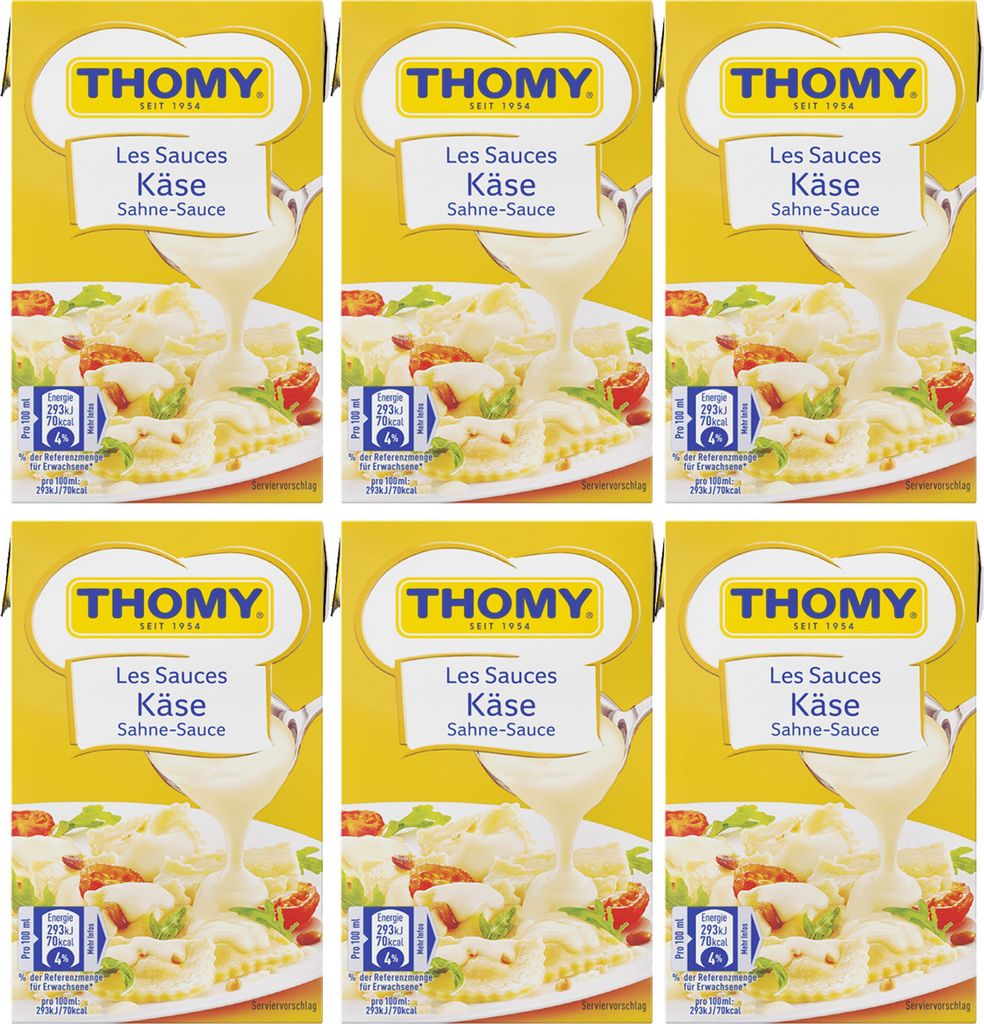Thomy Les Sauces Käse Sahne Sauce cremig helle Käsesoße 250ml 6er Pack