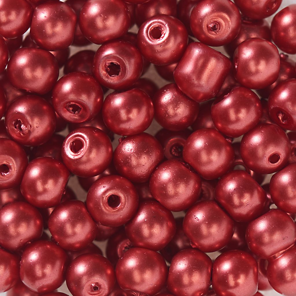 PRACHT Glaswachsperlen 4 mm 100 Stück Perlen für Schmuckherstellung Basteln Hellrot