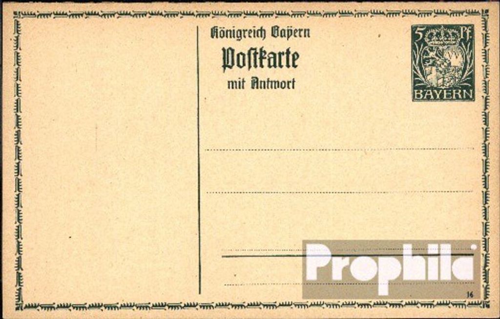 Belege Ganzsachen Bayern 1914 P95 Amtliche Postkarte un Staatswappen