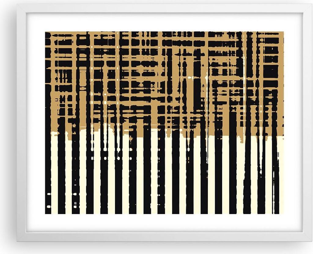 Gerahmtes Poster - Weißer Rahmen - Abstraktion Weiß Gürtel - 50x40 cm - Wand Bild - Wanddeko - Wandbilder - Kunstposter - Wandposter - Bilderrah...