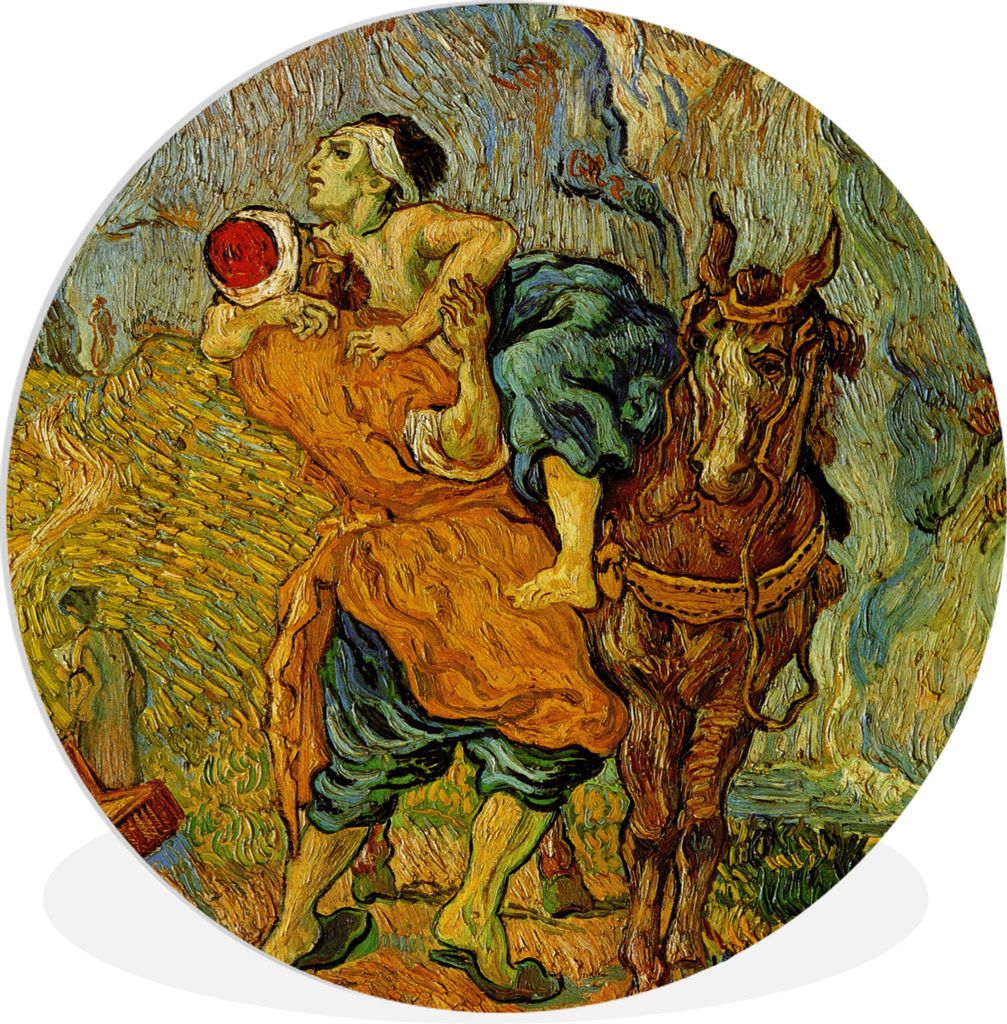 MuchoWow Rundes Wandbild - Runde Bilder Der barmherzige Samariter - Vincent van Gogh Ø 60 cm Kreis Wanddekoration Kunststoff - Wandkreis - Wands...