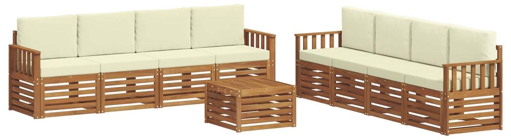 vidaXL Sofagarnituren 9 pcs Natur und Creme Massivholz Akazie