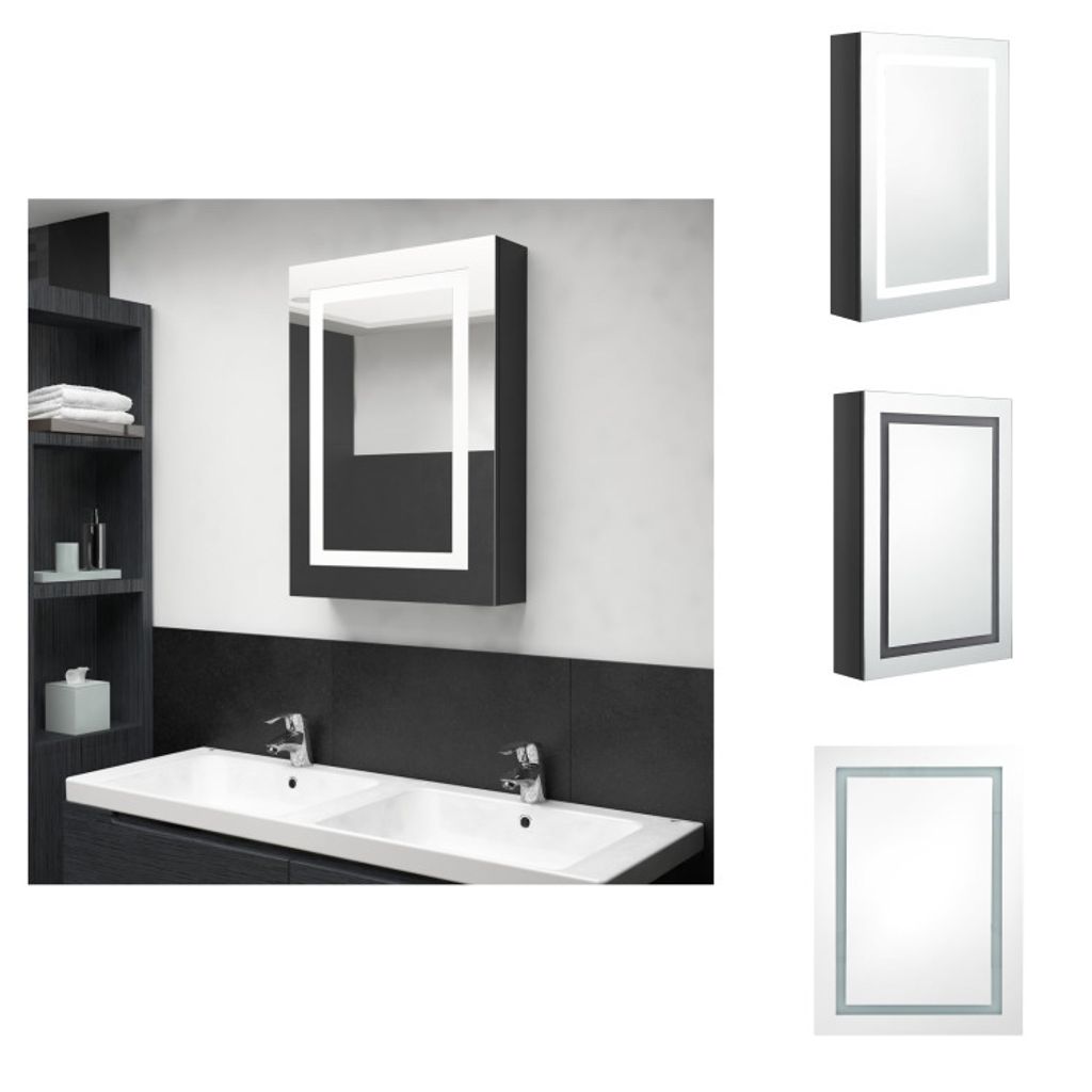 vidaXL LED-Spiegelschrank fürs Bad Glänzend Schwarz 50x13x70 cm - Badezimmerwaschtische