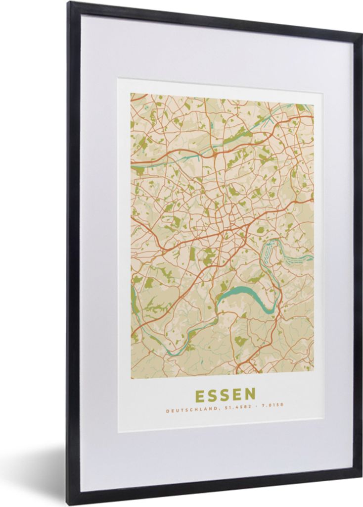 MuchoWow® Gerahmtes Poster Karte - Essen - Vintage - Produktbild 