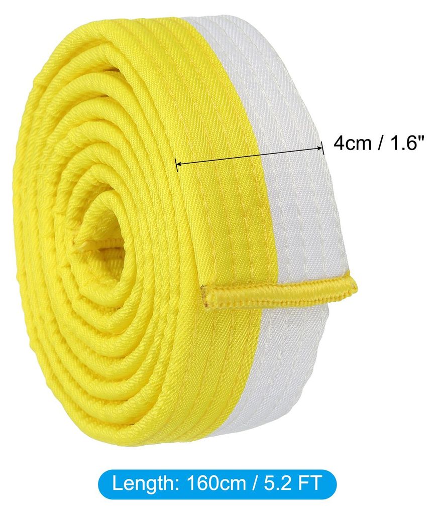 Taekwondo Farbiger Ranggš¹rtel, 1,6"x5,2 Ft 1,6 M Polyester Kampfsport Judo Karate Gš¹rtel fš¹r Unterricht Praxis, Wei?-Gelb