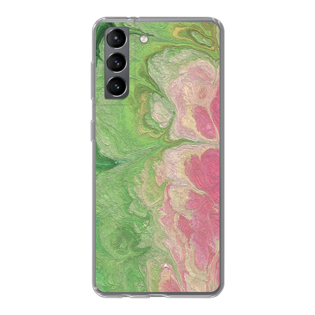 MuchoWow Handyhülle Schutzhülle Hülle für Samsung Galaxy S21 Farbe - Kunst - Psychedelisch Silikon Softcase Handy Hülle - Softcase