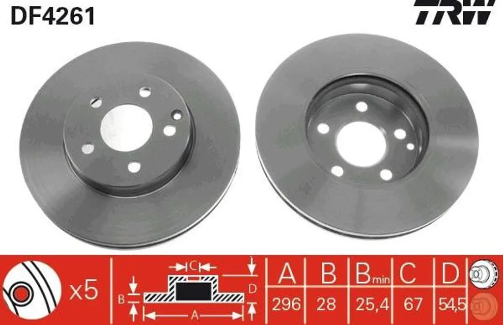 Disque de frein TRW DF4261 OE 2114210812 pour Mercedes Classe E W211