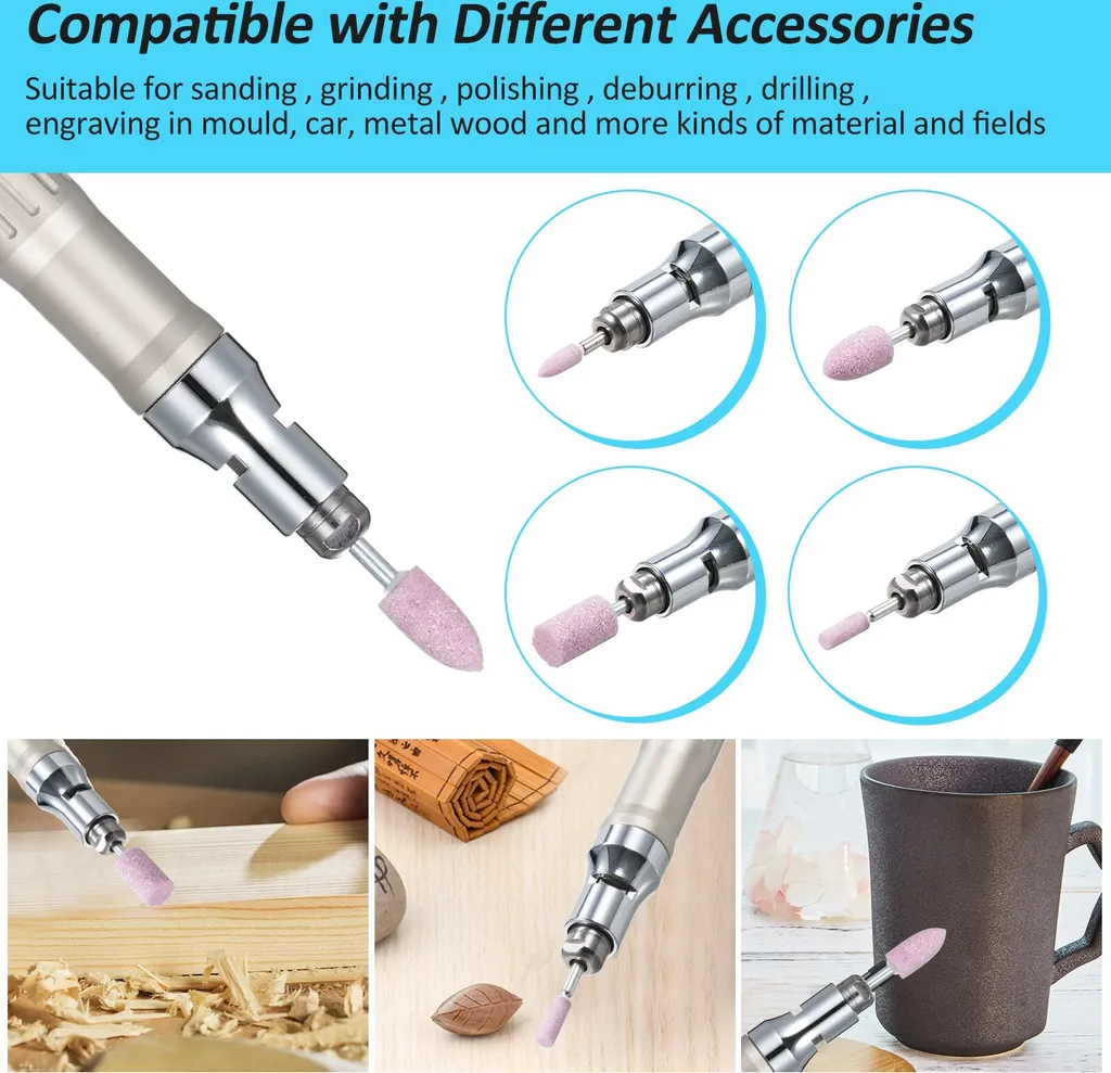 Ponceuse crayon pneumatique pour finitions difficiles avec accessoires - 4