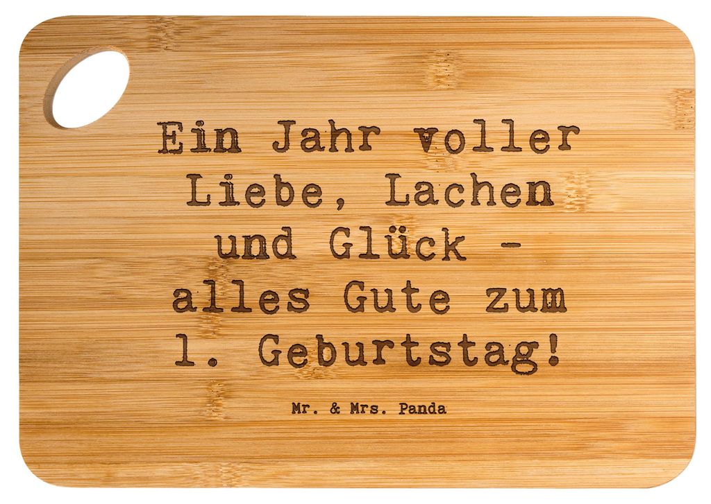 Mr. & Mrs. Panda Holzbrett Spruch 1. Geburtstag Liebe Lachen Glück - Transparent - Geschenk, Glückwünsche zum, snackbrett, Schneidebrett, Alter,...