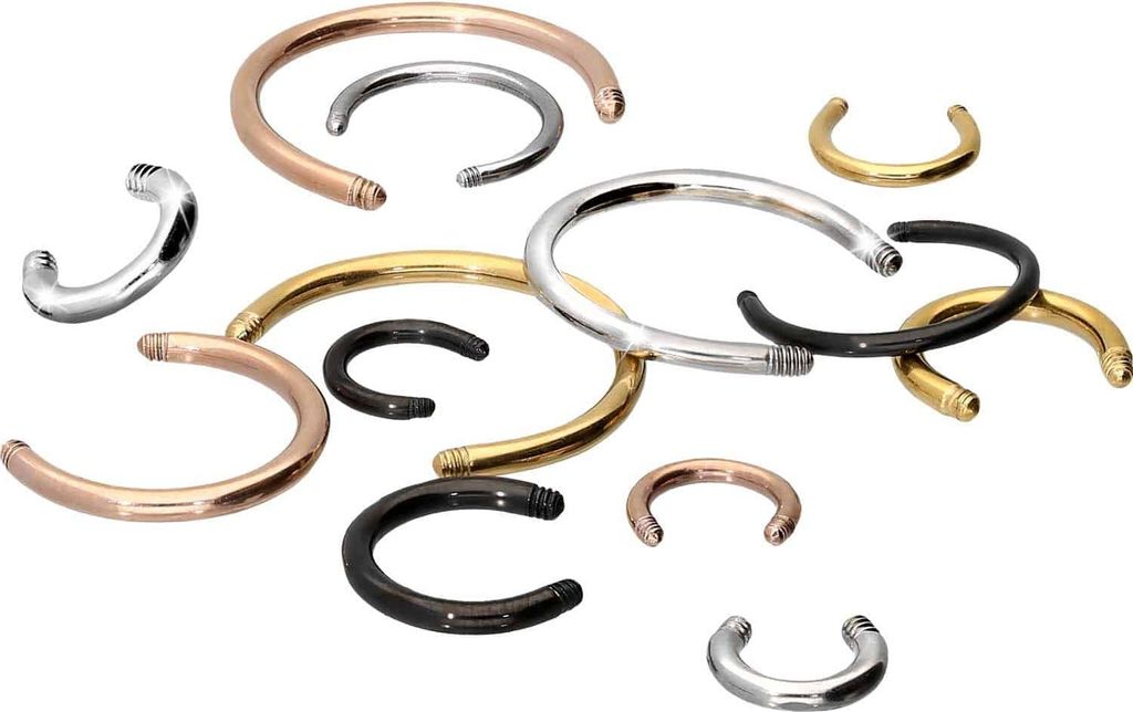 Ohrpiercing, Nasenpiercing, Septum Piercing Titan Hufeisenring ohne Kugel RoséGold Innendurchmesser: 6mm + Stabstärke: 1,2mm