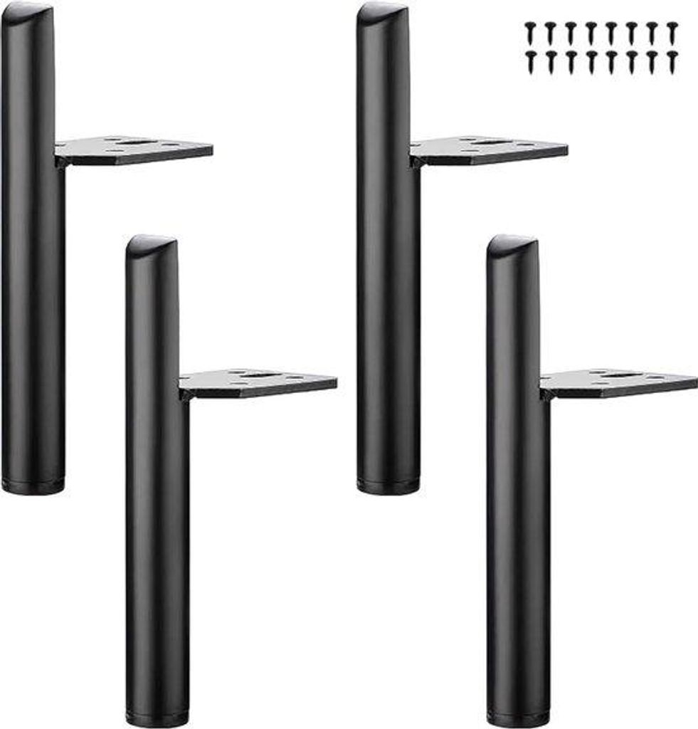 Set aus 4 modernen Ersatz-Fußplatten in Metall, 15 cm hoch