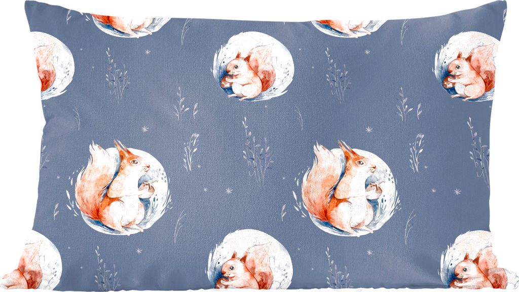 MuchoWow Zierkissen Sofakissen Wohnzimmer Dekokissen 60x40 cm Winter - Eichhörnchen - Nuss - Kopfkissen - Polster mit Foto